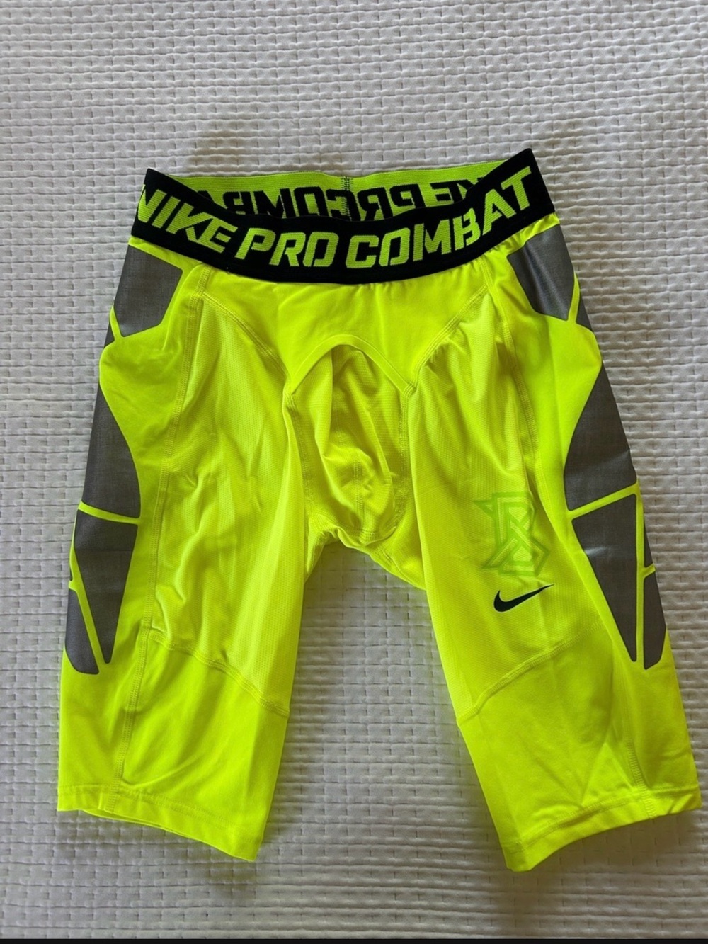 Nike Neon Yellow Pro Combat Dri-Fit Shorts with Gray Panels Size M NWOT